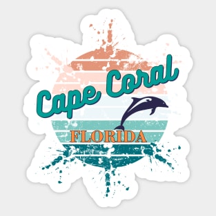 Cape Coral Florida Exploding Retro Sunset Sticker